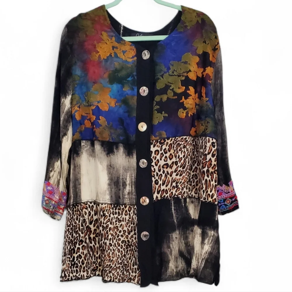 Calessa Multicolor Button-Down Women's Top. Size 2X. - Picture 3 of 13